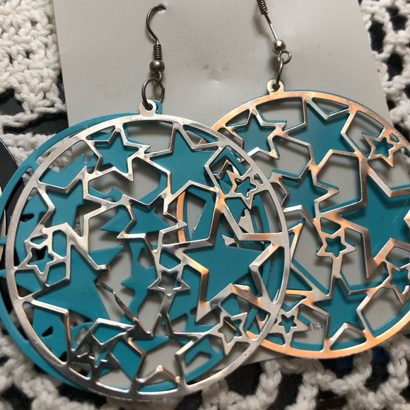 Big ✨ Stars ⭐️ Hoop Style Double layered Silver To - Picture 10 of 12